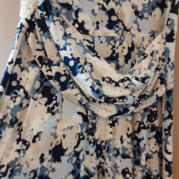 Liz Lange Womens Knit Dress Size Large Blue Multi Floral Sleeveless Wrap Front - Picture 8 of 11